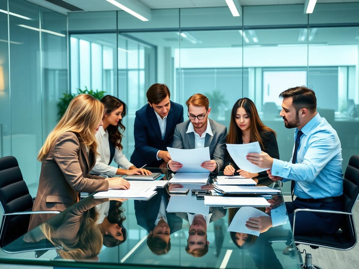 HR and compliance professionals reviewing workforce documents in a corporate office